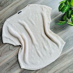 Talbots Linen Cap Sleeve Oversized Pullover Beige Knit Sweater Top - Size S